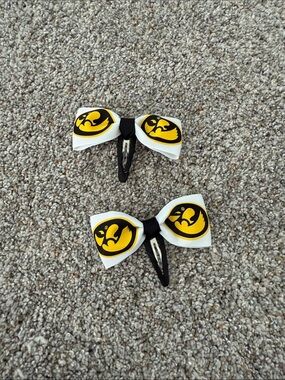 Iowa Hawkeye Kids White and Yellow Bow Herky Hair Barrett Clips bundle of 2